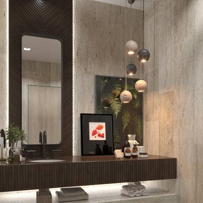 6626/1L HIGHTECH ODL24 225 черный/металл/травертин Подвесной светильник IP20 LED GU10 7W (не в комплекте) 220V TRAVERTINO