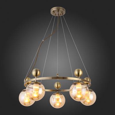 SLE106303-05 Люстра подвесная Бронзовый/Прозрачный, Янтарный E27 5*60W