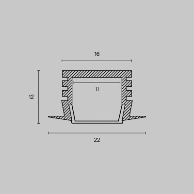 Алюминиевый профиль встраиваемый с накладным фланцем 22x12 (Серебро, 2 м), ALM006S-2M, ALM006S-2M. TM Maytoni