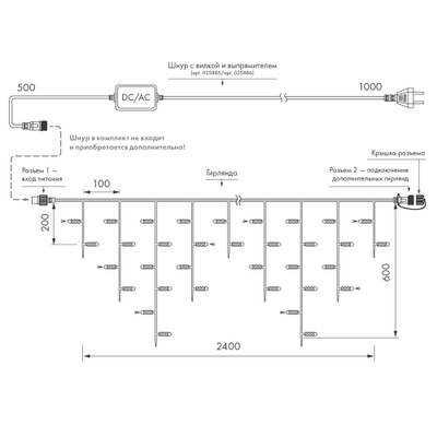 Светодиодная гирлянда ARD-EDGE-CLASSIC-2400x600-WHITE-88LED-MILK-FLASH Warm/Warm (230V, 6W) (Ardecoled, IP65)