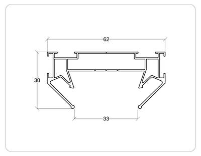 Корпус в натяжной потолок для накладного шинопровода Standard 220V GL7132 BK черный 3000*62*30
