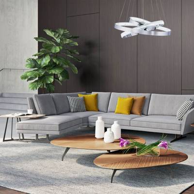 Подвесной светодиодный светильник с пультом управления 90176/3 хром