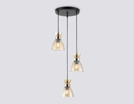 Светильник подвесной TR3405/3 BK/FGD/TI черный/золото/янтарь E27/3 max 60W D345*1000