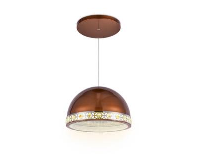 Подвесной светодиодный светильник FA9497 CF/CH кофе/хром 4200K 36W D400*770 (без ПДУ)