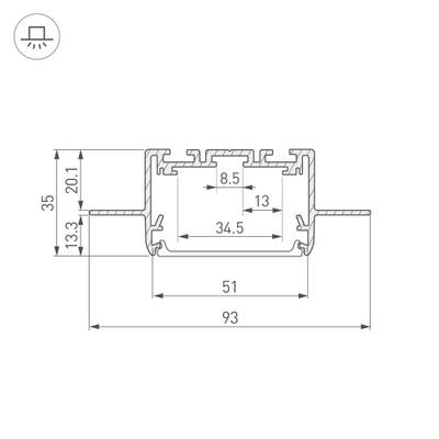 Профиль SL-LINIA55-FANTOM-2500 ANOD (Arlight, Алюминий)
