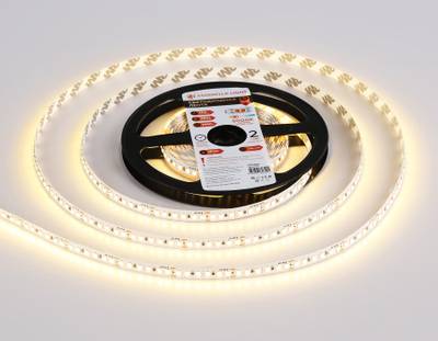 Светодиодная лента GS1301 2835 180Led/ 14.4W m/ 12V IP20 3000K/ 5000*8*1.2mm/ кратность резки 33mm (2 конт.)
