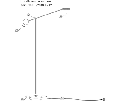 09440-F,19(4000K) Торшер Некси черный d23 L91 h125 Led 8W (4000K)