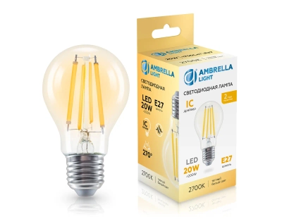Лампа светодиодная Filament 602013 LED A60 20W IC E27 2700K 220-240V