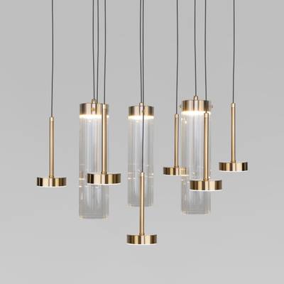 Подвесной светодиодный светильник со стеклянными плафонами 301102 LED латунь