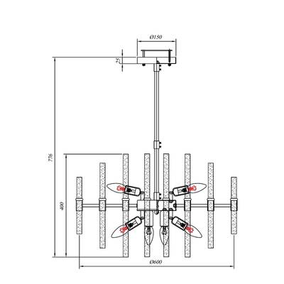Люстра на штанге ARTE LAMP MATILDA A1064PL-10CC, 10хE14