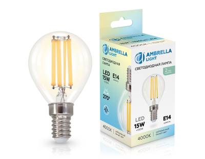 Лампа светодиодная Filament 451534 LED P45 15W E14 4000K 220-240V