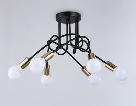 Потолочный светильник в стиле лофт TR80419/5 BK/GD черный/золото E27/5 max 60W D690*370