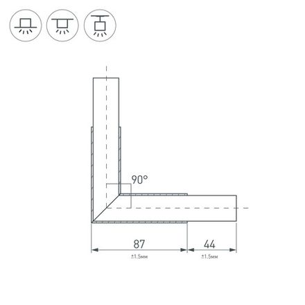 Угол PLS-LOCK-H25-L90 (с экраном MAT-L) (Arlight, Металл)