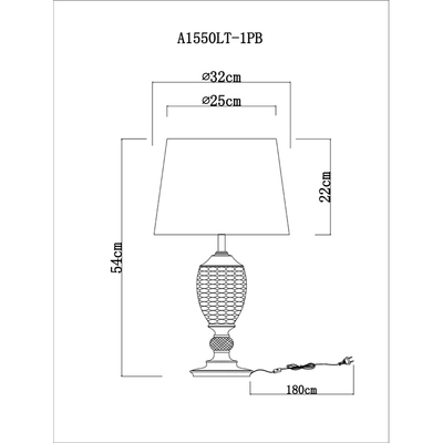 Декоративная настольная лампа Arte Lamp RADISON A1550LT-1PB, 1хE27