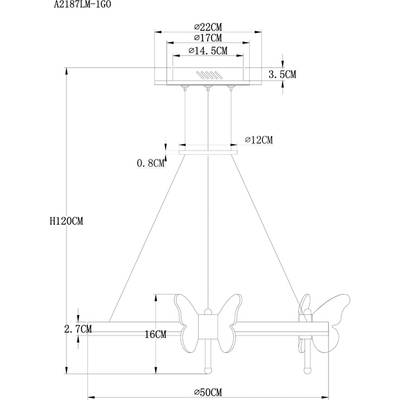 Подвесная люстра Arte Lamp DARCY A2187LM-1GO, 1хLED