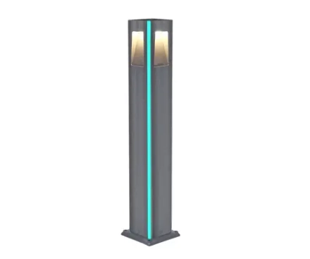 09210-F(220V),16(07) Светильник уличный Крисми серый 220V w12*12 h80 Led 4*3W (4000K) Декоративная подсветка зеленая.