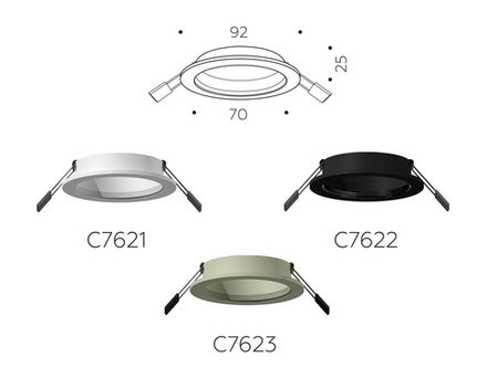 Корпус светильника встраиваемый для насадок D70mm C7621 SWH белый песок D92*H25mm MR16 GU5.3