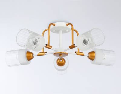 Светильник подвесной TR303323/5 WH/GD/CL/FR белый/золото/прозрачный/белый матовый E27*5 max 60W D620*200