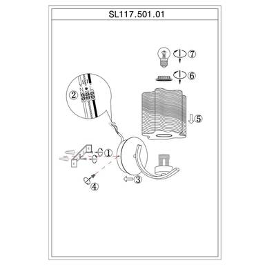 SL117.501.01 Бра ST-Luce Серебристый/Белый с полосками E27 1*60W