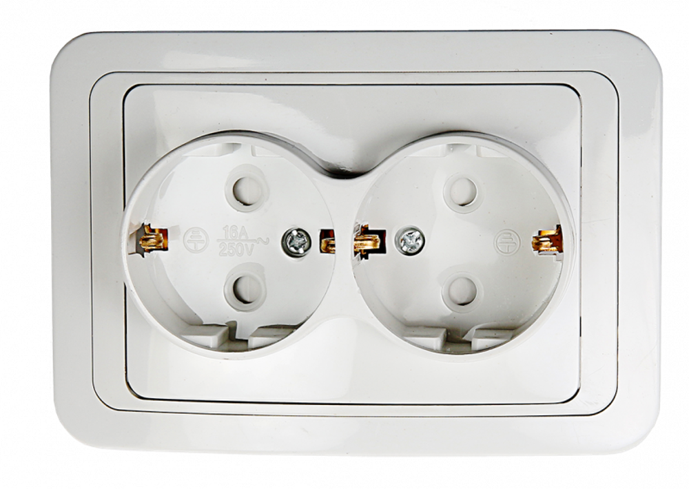 Розетка 2-м CLASSICO защ. шторки с заземл. 2128x бел. ASD / IN HOME 4690612000985