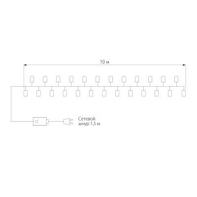 Новогодняя гирлянда нить мульти 10м IP20 400-002 мульти, LED