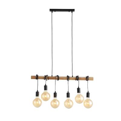 SL1142.403.06 Светильник подвесной Черный, Светлое дерево E27 6*60W