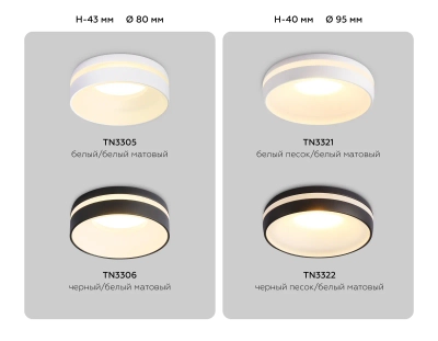 Встраиваемый точечный светильник MR16 TN3305 WH/FR белый/белый матовый MR16 GU5.3 D80*43