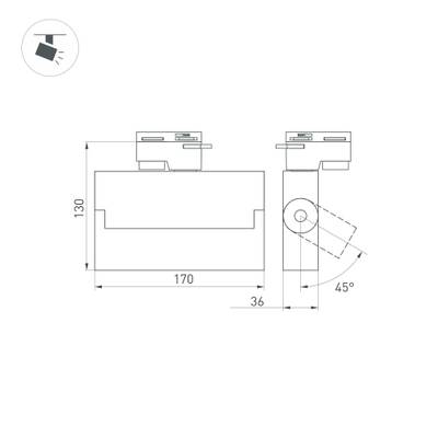 Светильник LGD-LOFT-TRACK-2TR-S170-10W Warm3000 (BK, 24 deg, 230V) (Arlight, IP20 Металл, 3 года)