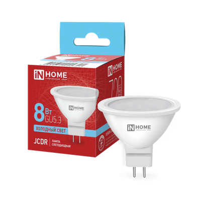 Лампа светодиодная LED-JCDR-VC 8Вт рефлектор 6500К холод. бел. GU5.3 720лм 230В IN HOME 4690612024721