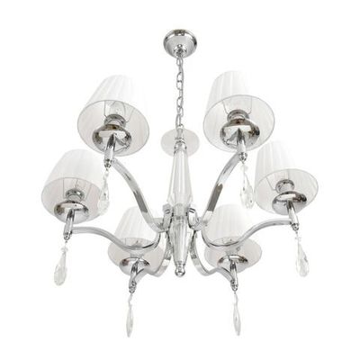 8316/6 CLASSI LN26 058 хром/белый, металл/хрусталь/текстиль Люстра E14 6*40W 220V MAGDA