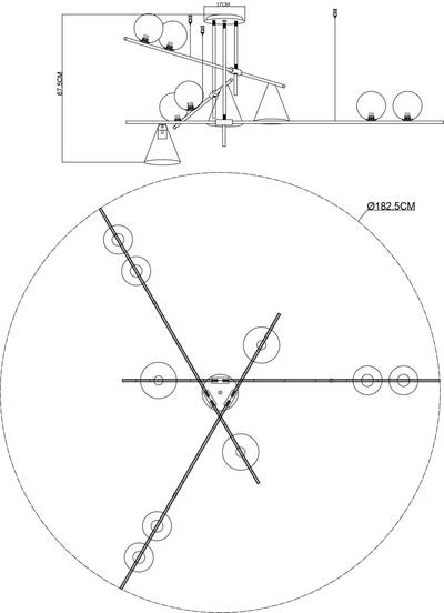 Люстра на штанге Arte Lamp JACOB A7029PL-9BK, 9хE27