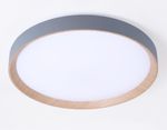 Потолочный светодиодный светильник с пультом FZ1322 GR/LWD серый/светлое дерево IP20 60W 3000-6400K D490*80 (ПДУ ИК)