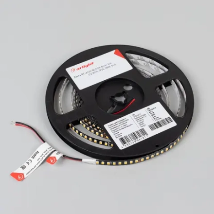 Лента RT-A160-BLACK-8mm 24V Warm3000 (12 W/m, IP20, 2835, 5m) (Arlight, высок.эфф.150 лм/Вт)