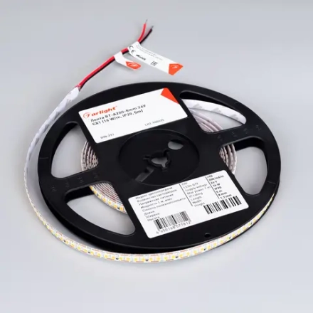 Лента RT-A200-8mm 24V Warm3000-CX1 (16 W/m, IP20, 5m) (Arlight, резка 1 светодиод)