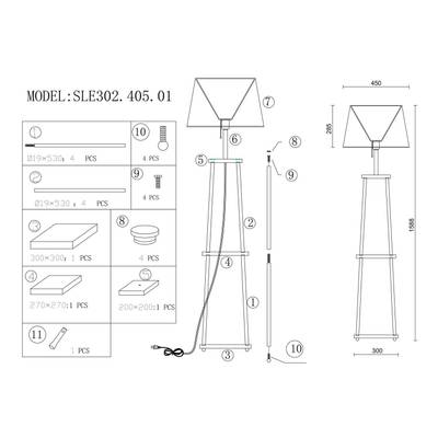 SLE302.405.01 Торшер ST-Luce Черный, Коричневый/Бежевый E27 1*40W (из 2-х коробок)