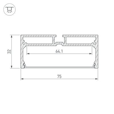 Профиль с экраном SL-LINE-7532-2000 ANOD (Arlight, Алюминий)