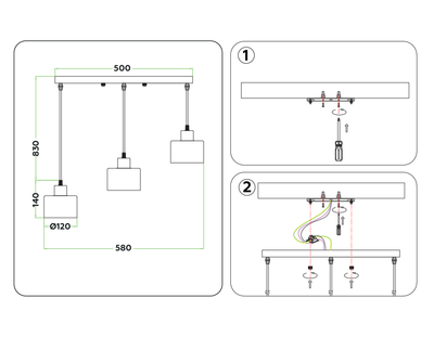 Подвесной светильник в стиле лофт TR8117/3 WH/BS белый/латунь E27*3 max 40W 580*120*970