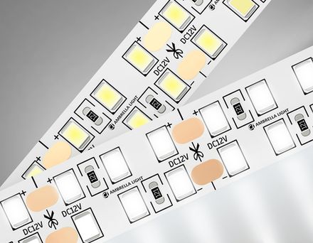 Светодиодная лента двухрядная GS1702 2835 240Led/ 24W m/ 12V IP20 4500K/ 5000*10*1.2mm/ кратность резки 25mm (2 конт.)