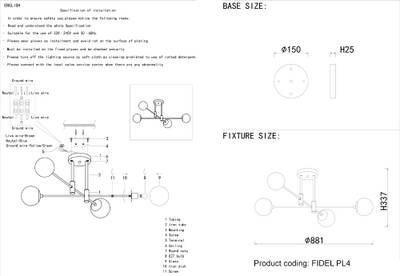 Светильник потолочный Crystal Lux FIDEL PL4 BLACK 0630/104