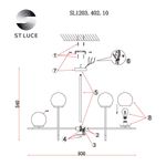 SL1203.402.10 Люстра потолочная ST-Luce Черный, Латунь/Белый E27 10*60W