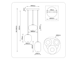 Светильник светодиодный подвесной LH11099/3 BK/SM черный/дымчатый 12W 3000K D350*1505