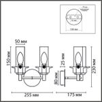 6555/2W CLASSI LN25 черный/дымчатый/металл/стекло Бра E14 2*40W 220V MADONNA