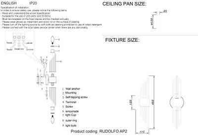 Бра Crystal Lux RUDOLFO AP2 NICKEL 2850/402