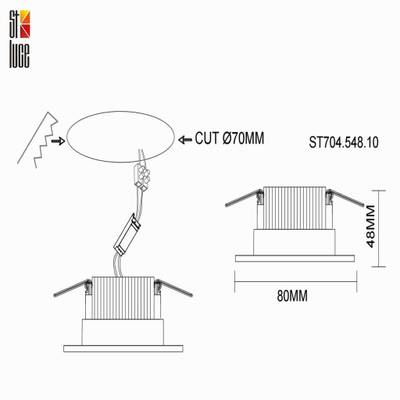 ST704.548.10 Св-к встр. Белый LED 1*10W 4000K 900Lm Ra&gt;90 38° IP20 D80xH60 170-240V