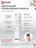 Светильник светодиодный ELEGANT SANSA-B 60Вт 3000-6500К 4700лм 230В 600х400х75мм с пультом ДУ черн. IN HOME 4690612043333
