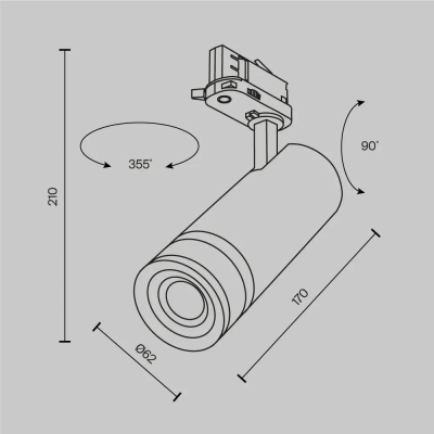 Трековый светильник Фокус Зум / Focus Zoom Trinity 2700K 20Вт 15-60°, TR198-3-20W2.7K-Z-B. TM Maytoni