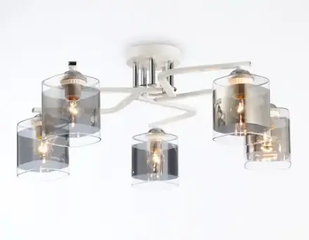 Светильник потолочный TR303219/5 WH/CH/SM белый/хром/дымчатый E27*5 max 60W D580*250