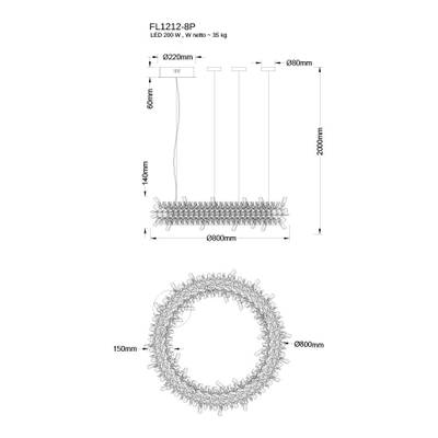Подвесная люстра Augusto FL1212-8P, LED