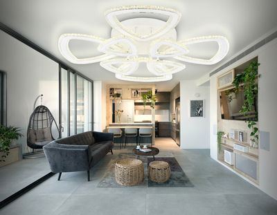 Светильник светодиодный потолочный управляемый FA8863/4+4 WH белый 182W  3000K+6400K/3000K/6400K/4200K+4200K 740*740*130 (ПДУ РАДИО 2.4G)