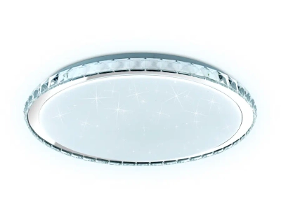 Светодиодный светильник c подсветкой RGB FF501 CH хром 60W 3000-6400K D400*70 (ПДУ ИК)
